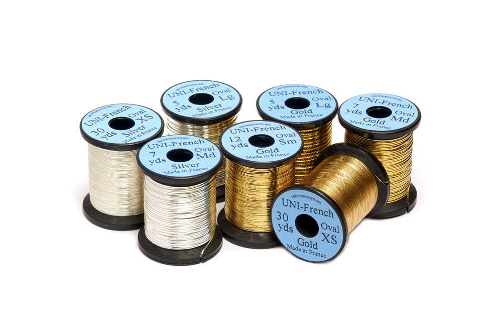 Uni French Oval (Pack 20 Spools) Small Silver Fly Tying Materials (Product Length 7 Yds / 6.4m)